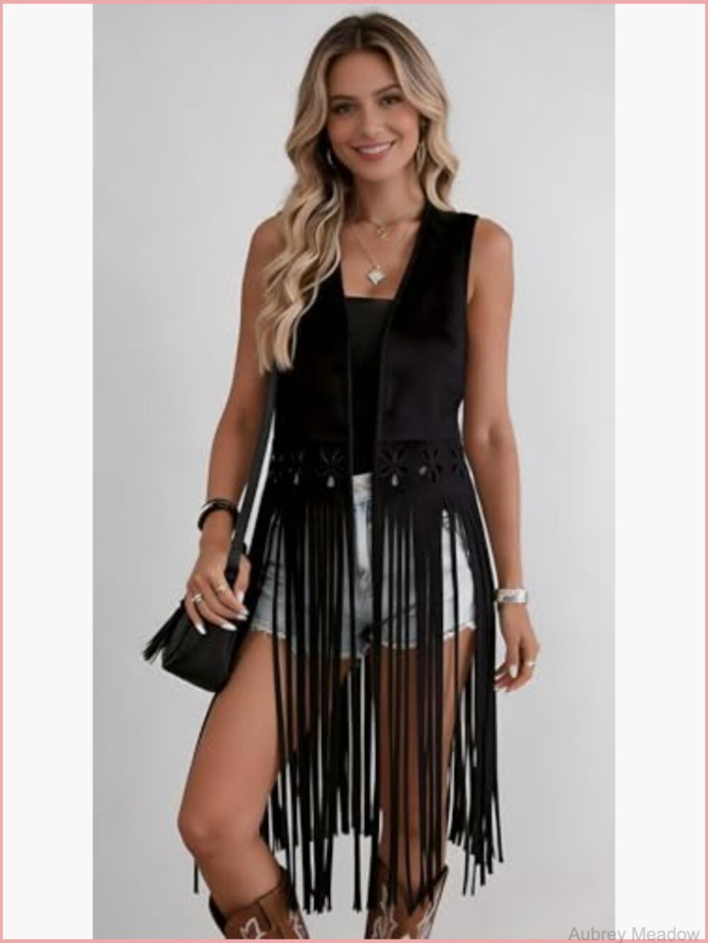 Faux Suede Tassel Vest Sleeveless Open Front Fringe Jacket Long Cardigan - Picture 2 of 6